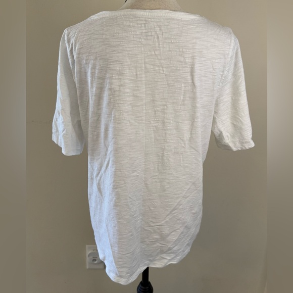 Talbots white tee islet lace chest short sleeve SZ Large - Picture 2 of 8